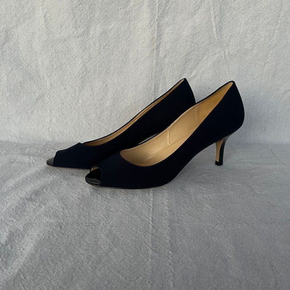 Bruno Magli High heel Navy blue pumps open toed size 9